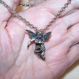 Vintage Foree Sterling Silver Pendant - Angel Putti Cherub